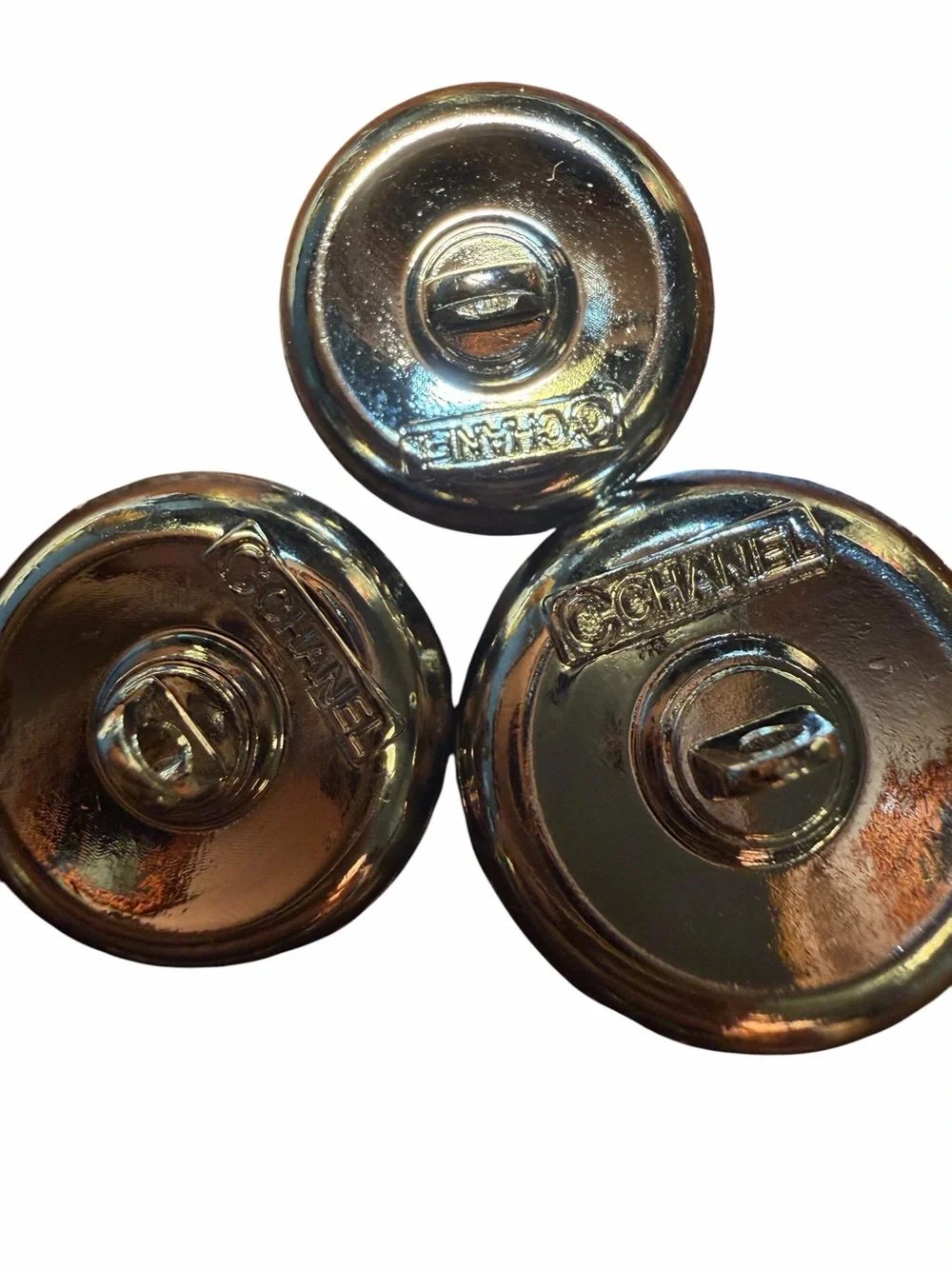 CHANEL Light Blue Enamel Bird CC Crystal-Trim Button Set